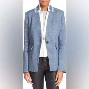 Veronica Beard Light Blue Tailored Blazer with Contrast Trim
